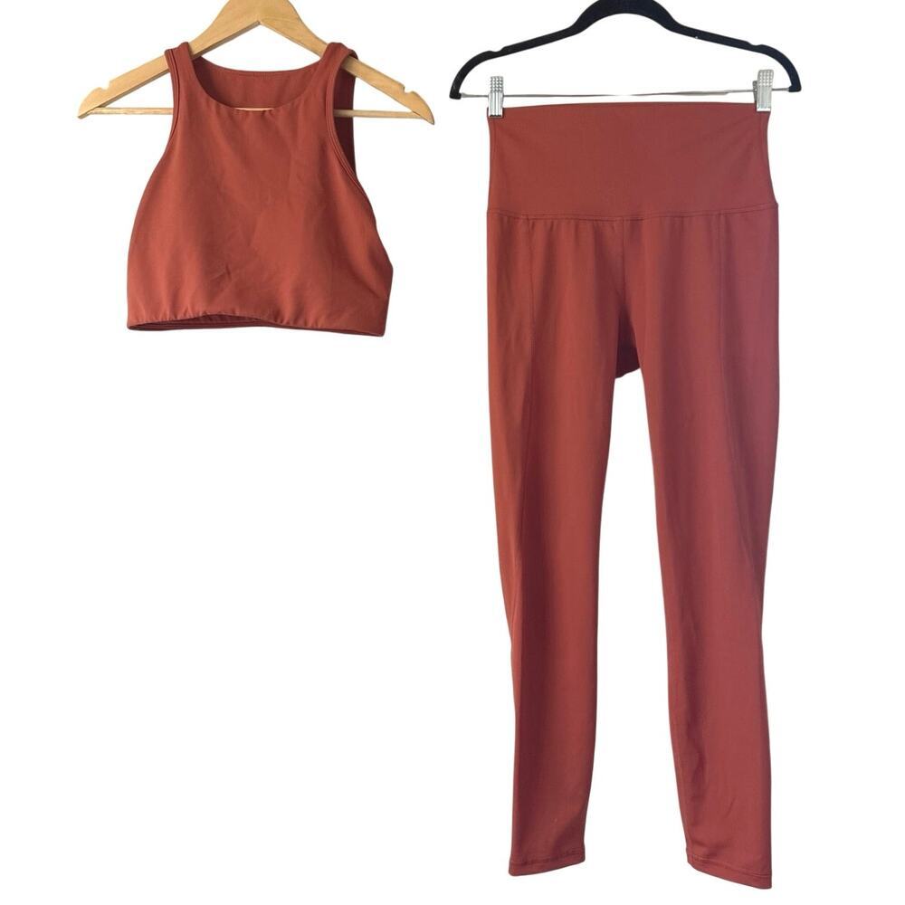 Alllfenix Set - Rise 7/8 Yoga Leggings and Matching Sports Bra Rust Size L *EUC